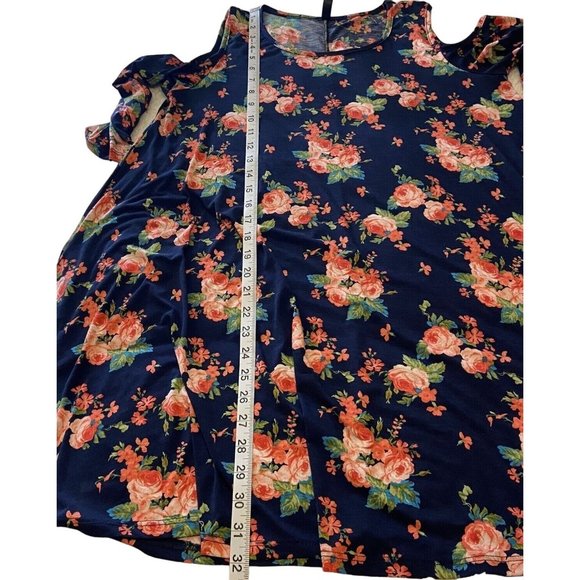 Shift Floral Dress by VOLL w/Cold Shoulder Sleeve Women Size M Rayon Blend - Picture 6 of 11
